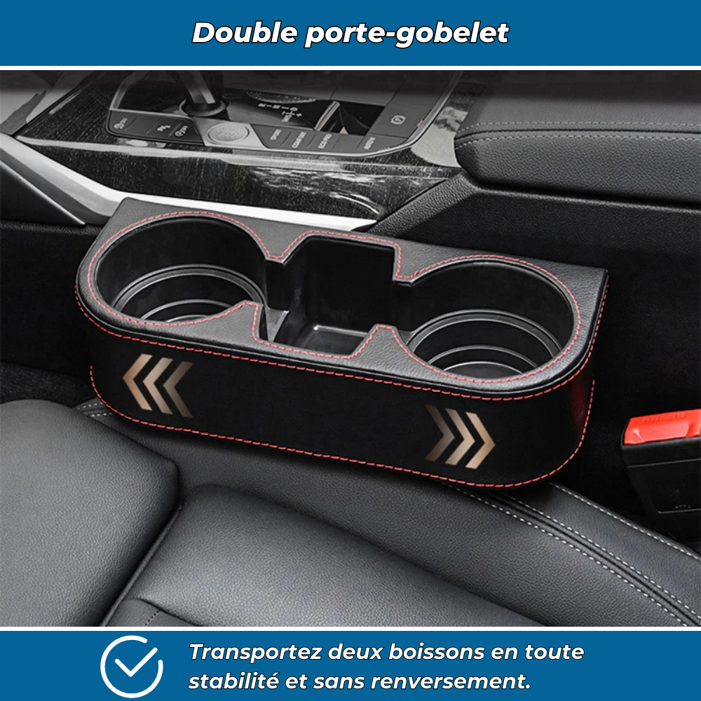 Porte-gobelet voiture double avec rangement intégré