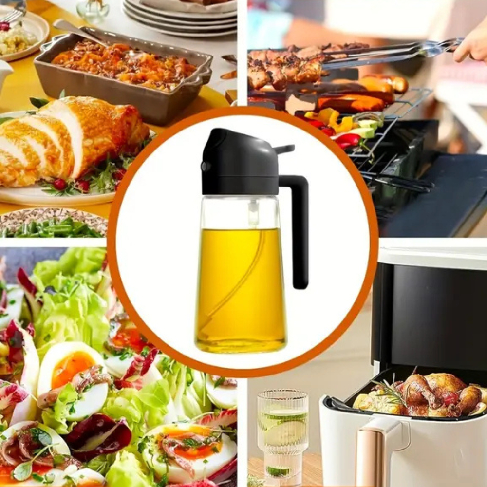 Vaporisateur d’huile d’olive 2 en 1 | Spray et verseur pratique pour cuisson, salade et barbecue