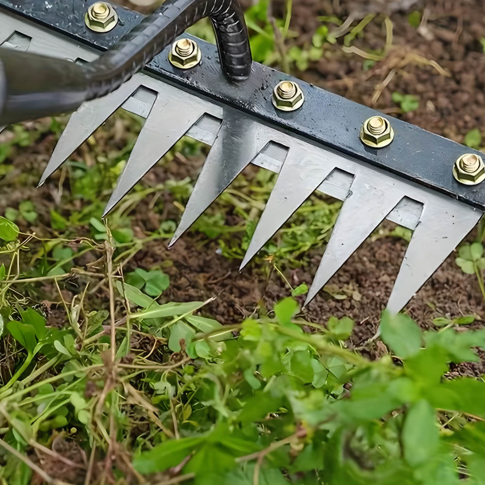 Râteau de Désherbage en Acier Robuste – Outil Résistant pour Entretien de Jardin et Élimination des Mauvaises Herbes
