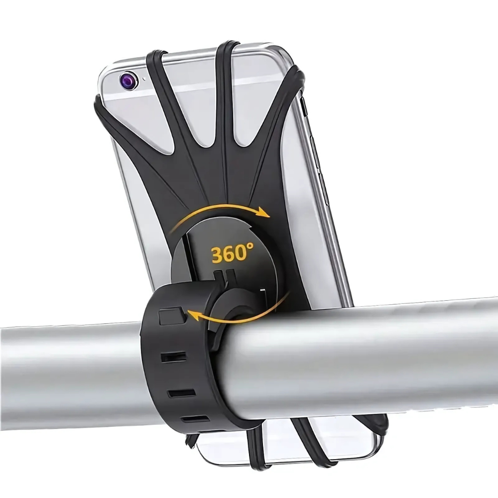 Support téléphone vélo silicone 360° – Porte-smartphone universel rotatif pour guidon de vélo