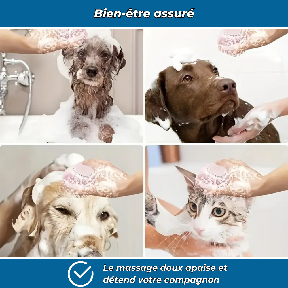 Brosse de bain en silicone pour chiens et chats