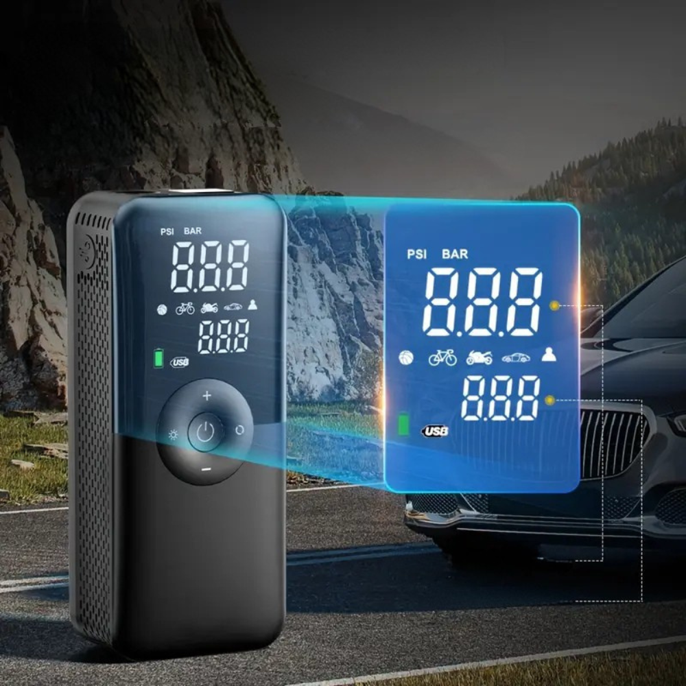 Gonfleur pneus portable voiture moto vélo – Compresseur d’air électrique