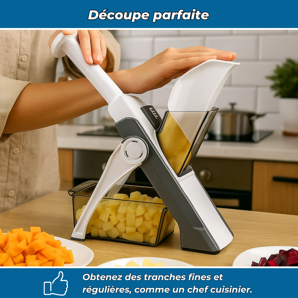 Slicéo – Mandoline manuelle multifonction en acier inoxydable
