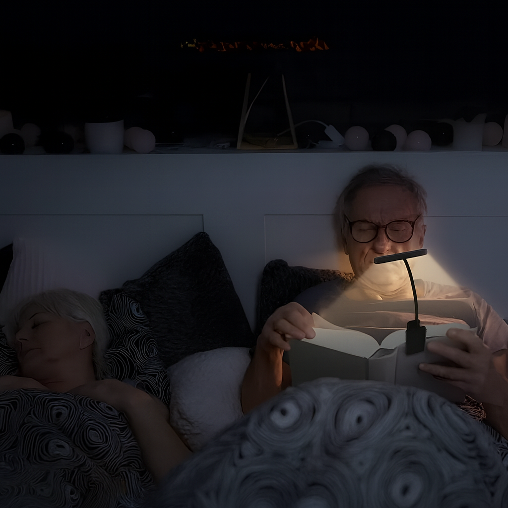 Lampe de lecture à clip rechargeable USB avec lumière douce et fonction mémoire