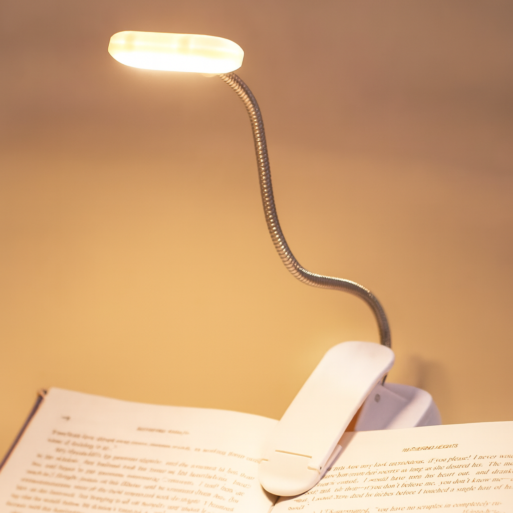 LumiClip | Lampe de lecture LED à pince réglable – Livre, bureau et chevet