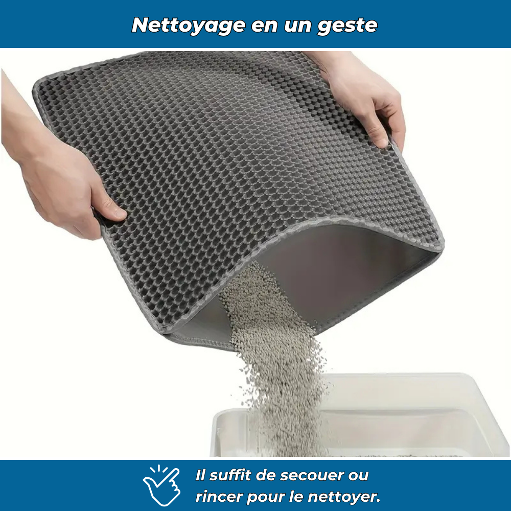 Tapis attrape-litière double couche pour chats
