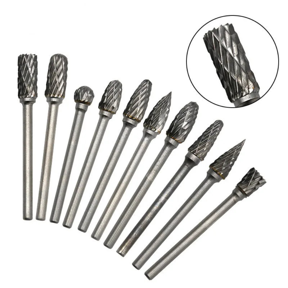 Fraises carbure tungstène Dremel – 10 pcs Meulage Bois Métal Pierre Bijoux
