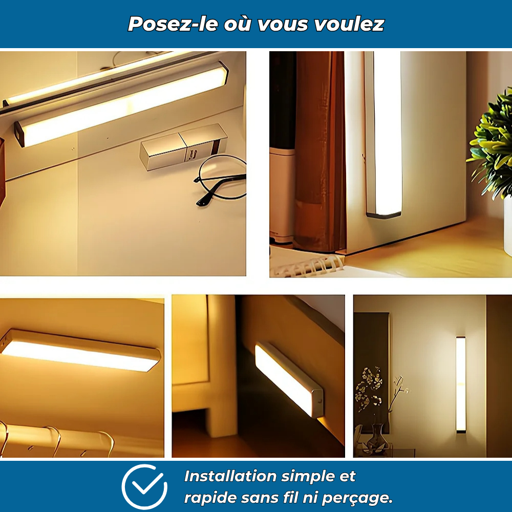 LumiFlex – Éclairage LED 30cm sans fil avec détecteur de mouvement intégré