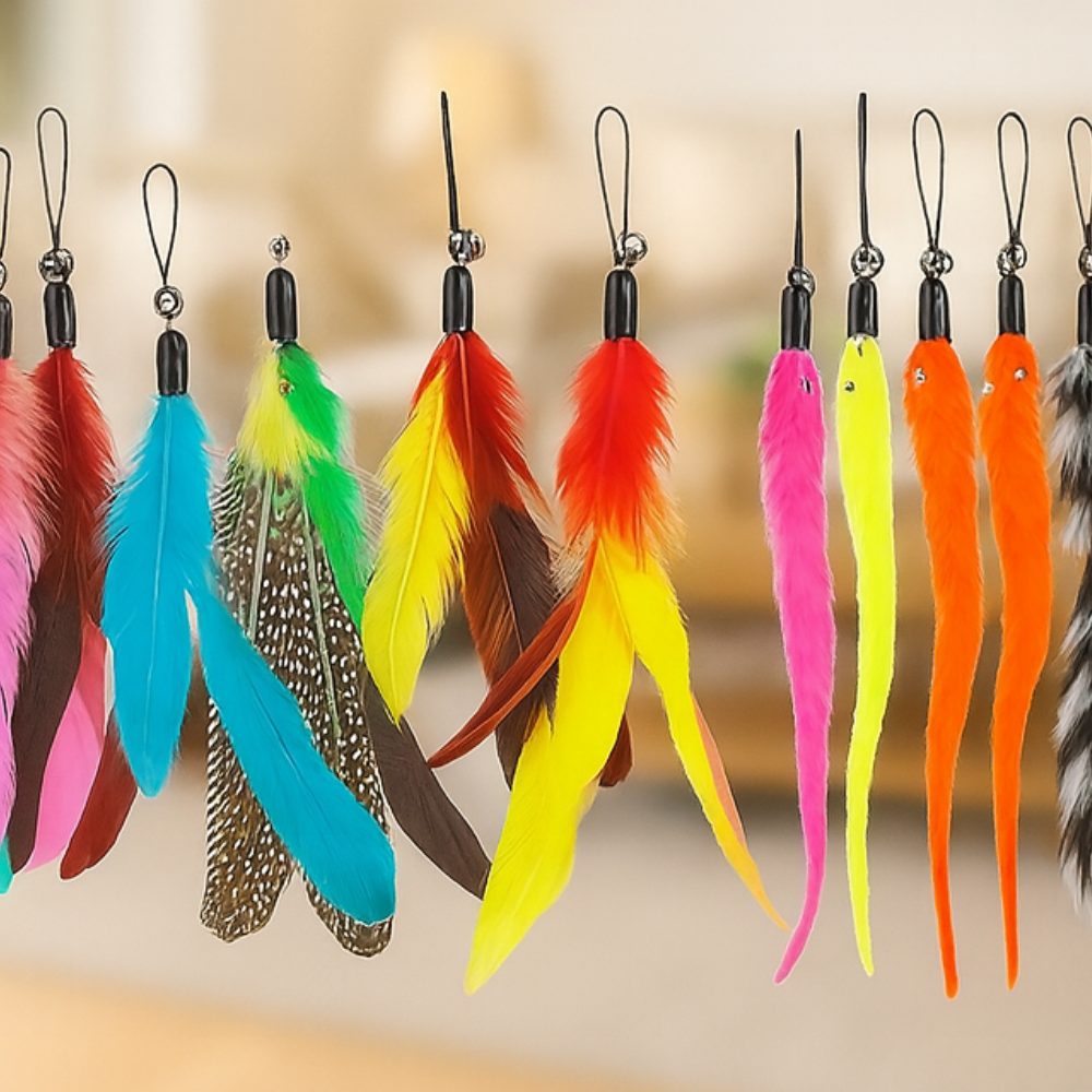 Lot 12 jouets interactifs pour chat avec plumes et bâtons