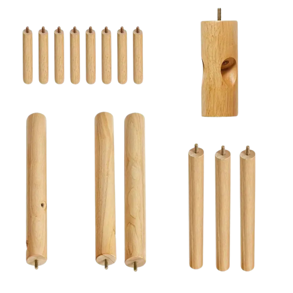 Porte-manteau autoportant en bois massif – 8 crochets réglables pour manteaux, sacs et chapeaux