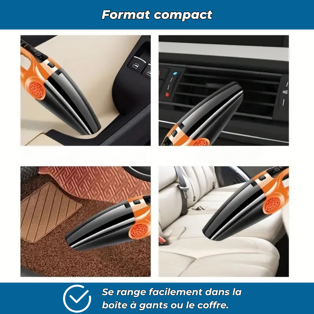 Aspirateur auto compact double usage