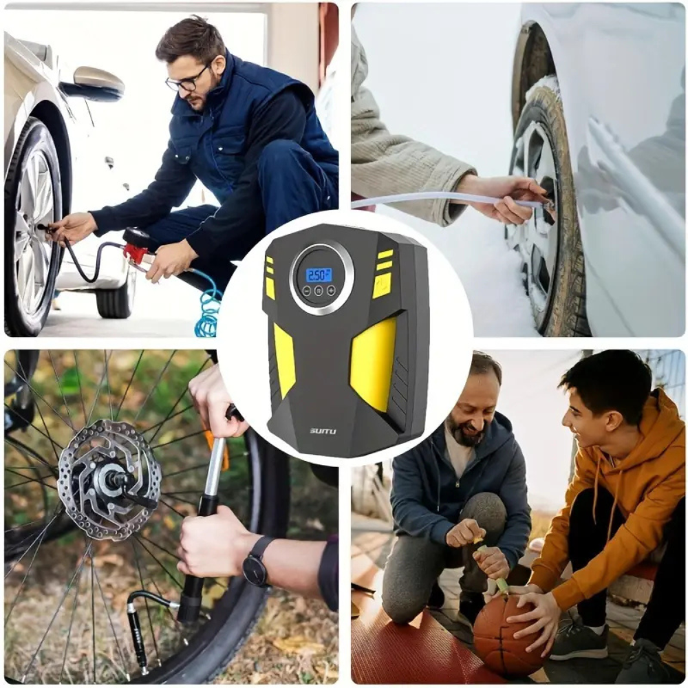 Compresseur à air portable LED – Gonfleur pneus voiture et moto