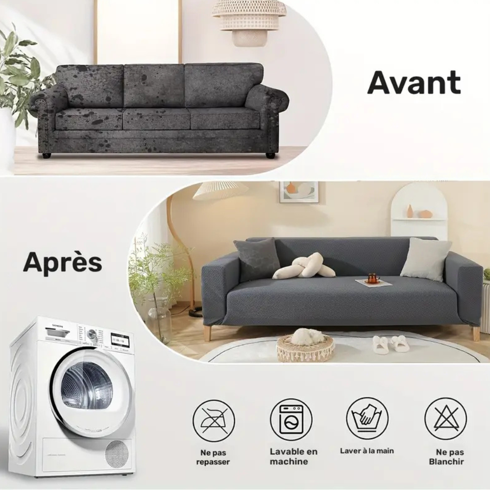 Housse canapé extensible douce – Protection confortable 1 à 4 places