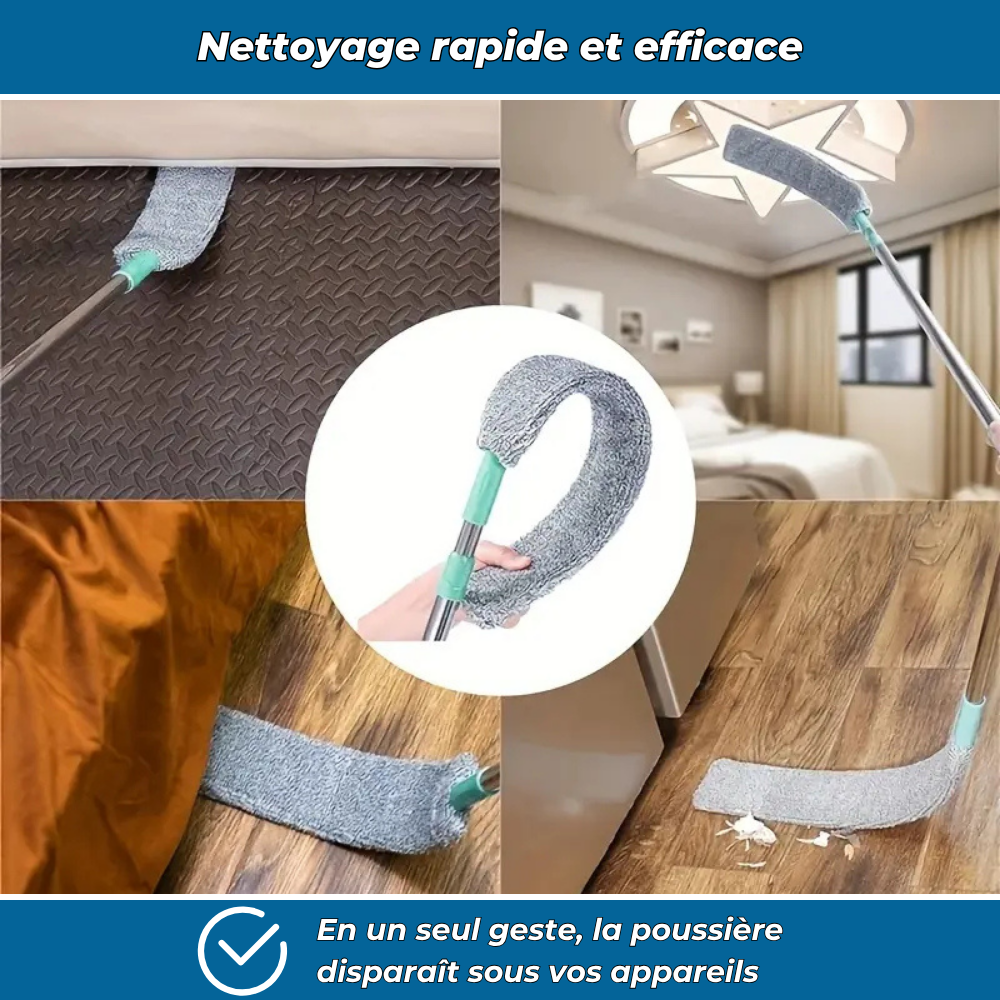 Plumeau télescopique ultra-plat pour les espaces difficiles d’accès