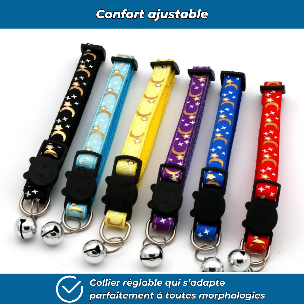Collier de sécurité réglable pour chat avec clochette