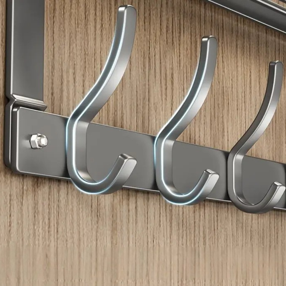 Étagère murale multifonction à crochets métalliques – Rangement facile salle de bain, cuisine, chambre