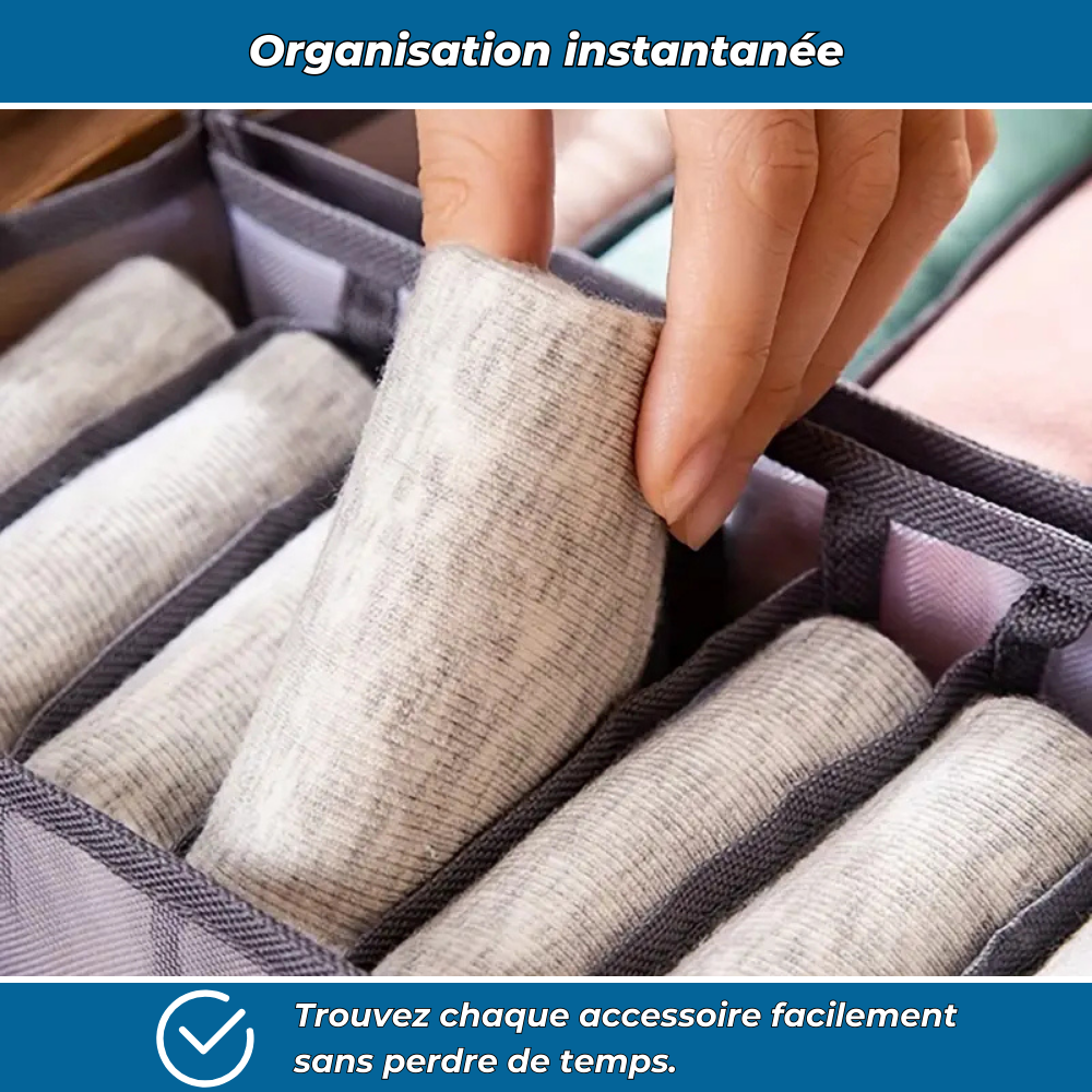Organisateur de sous-vêtements pliable 11 compartiments