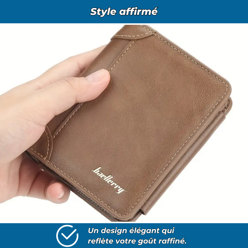 Portefeuille homme à triple pli sécurisé