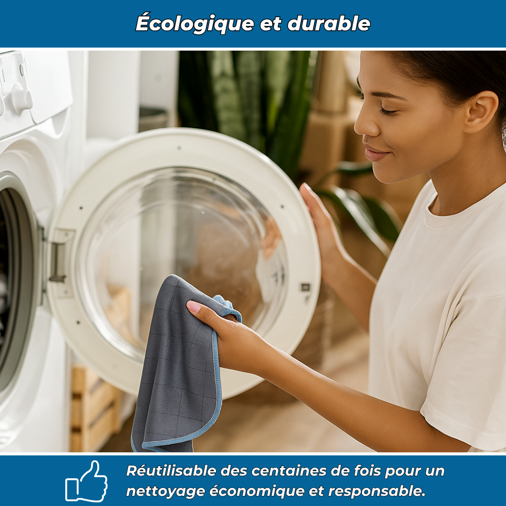 Chiffons microfibre en carbone pour maison – Lot de 3, nettoyage sans traces vitres & surfaces