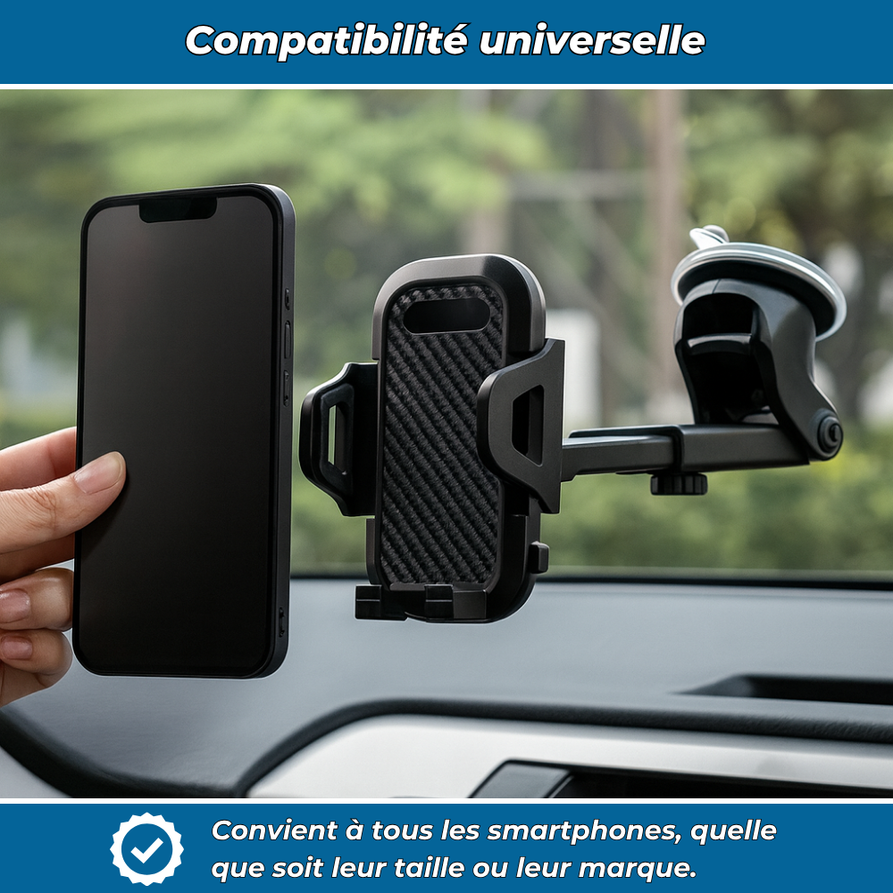 Auto360 PRO – Support téléphone voiture universel à ventouse 360° pour tableau de bord