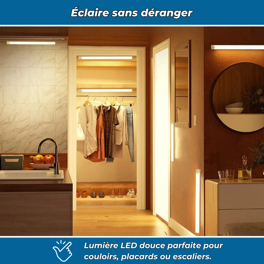 LumiFlex – Éclairage LED 30cm sans fil avec détecteur de mouvement intégré