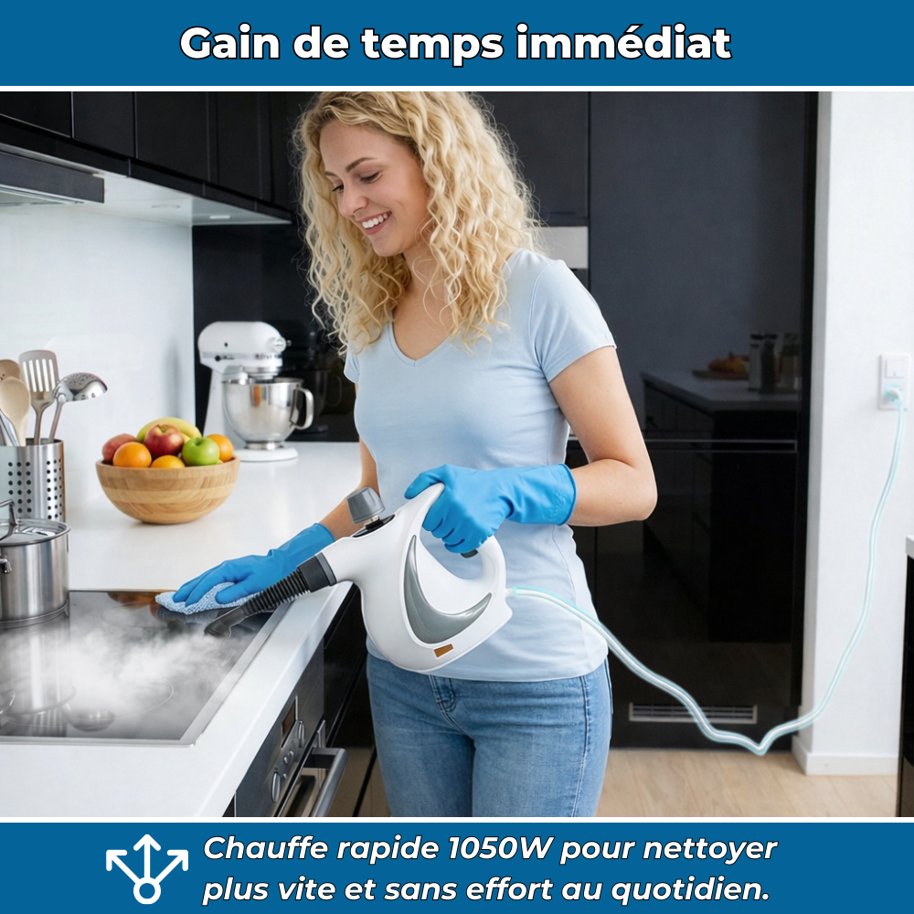 VapoClean™ | Nettoyeur à Vapeur Électrique Haute Pression | Multi-Usages Sans Produits Chimiques