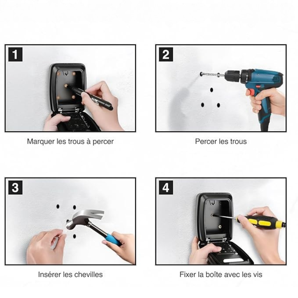 SecureKey – Boîte à clés extérieure murale avec code à 12 chiffres réinitialisable