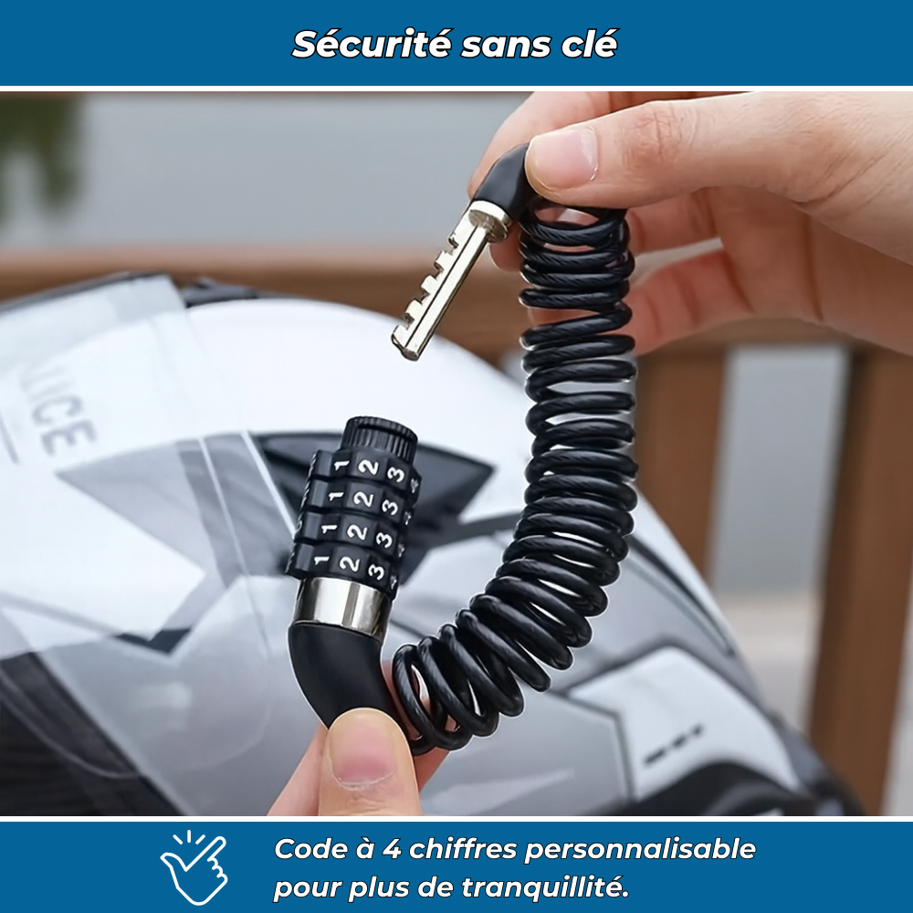 Antivol casque moto câble en acier inoxydable