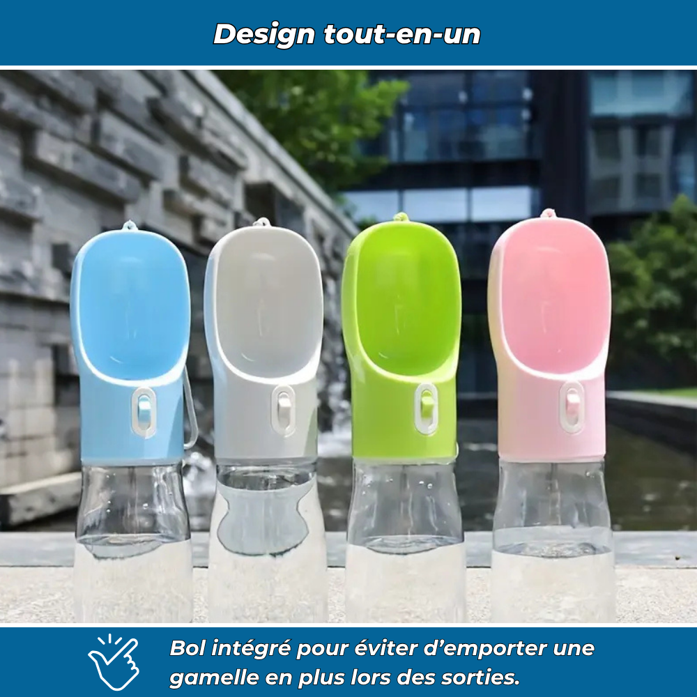 Gourde de voyage avec bol intégré pour chien