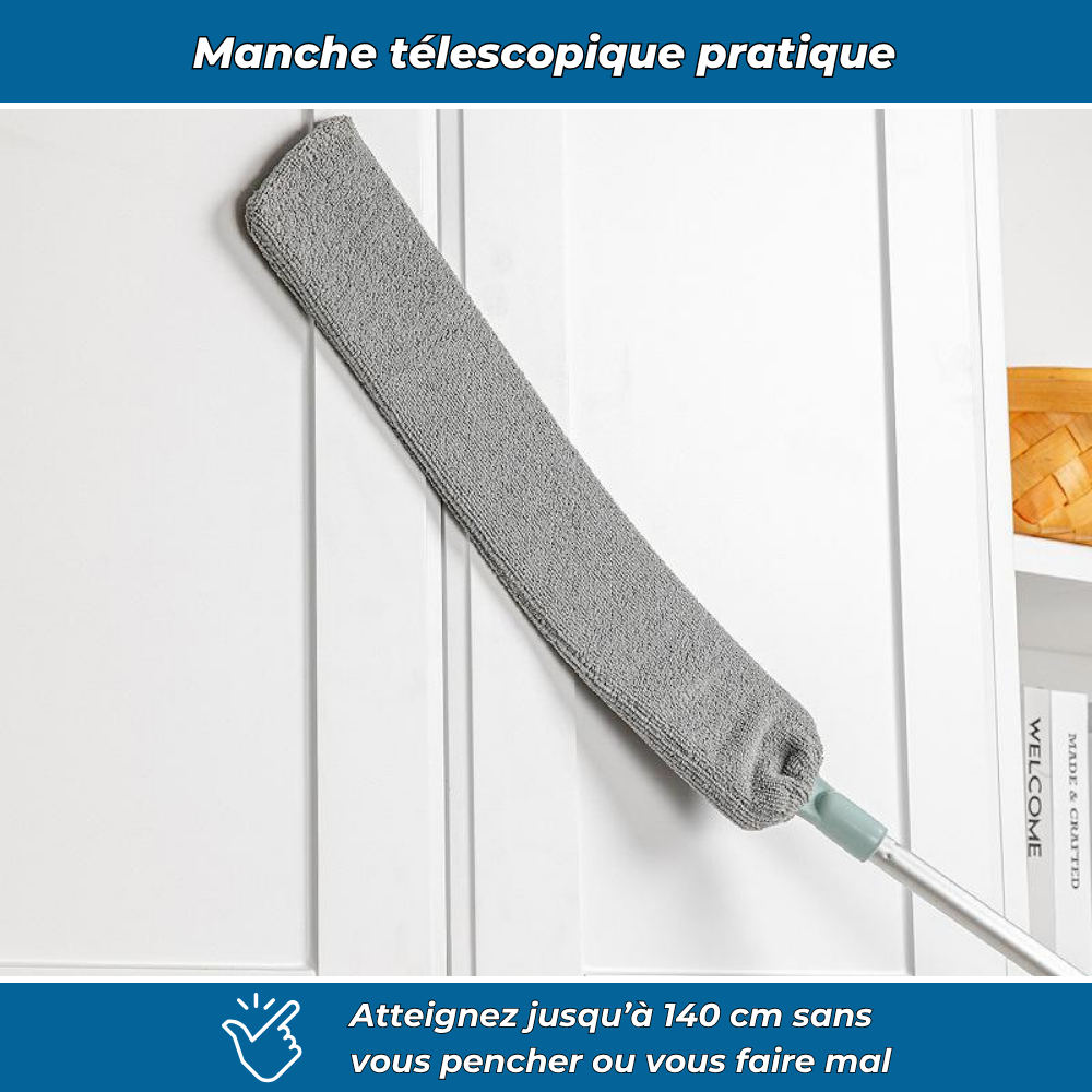 Plumeau télescopique ultra-plat pour les espaces difficiles d’accès
