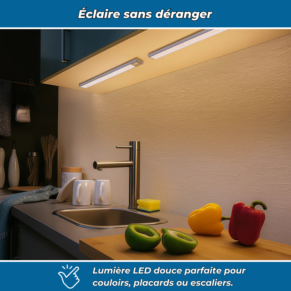 LumiFlex – Éclairage LED 30cm sans fil avec détecteur de mouvement intégré
