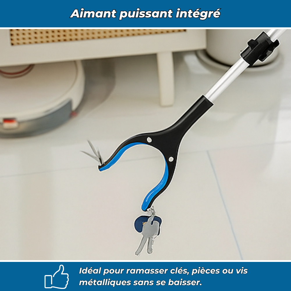 Pince de ramassage pliable ergonomique 32 pouces – évite le mal de dos, idéale pour attraper les objets au sol ou en hauteur à la maison