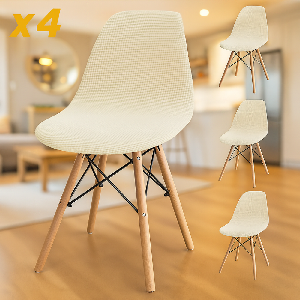 Housses de chaise en velours Jacquard extensibles lavables (lot de 4)