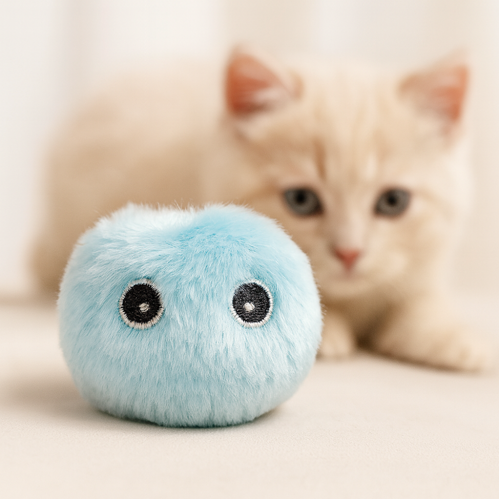 Balle interactive en peluche pour chat – Jouet sonore et éducatif, doux et coloré
