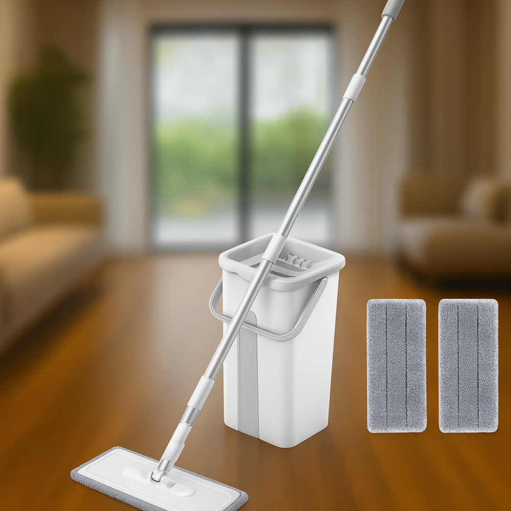 Cleanéo – Serpillière avec seau essoreur 360° pour sols humides et secs