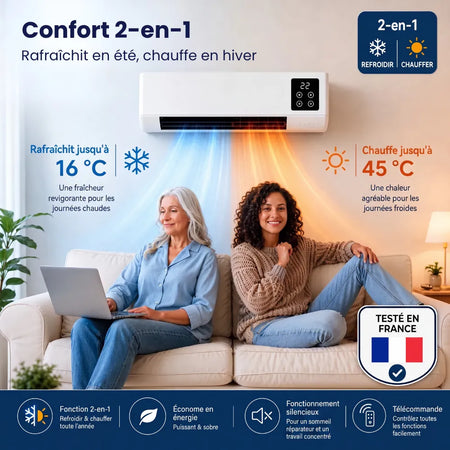 Rafraîchisseur d'Air Réversible 2-en-1 | Frais l'Été, Chaud l'Hiver
