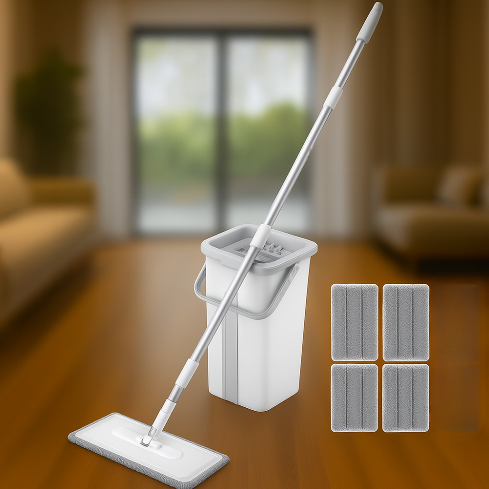 Cleanéo – Serpillière avec seau essoreur 360° pour sols humides et secs