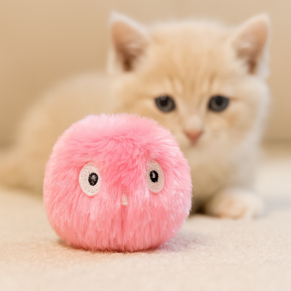 Balle interactive en peluche pour chat – Jouet sonore et éducatif, doux et coloré