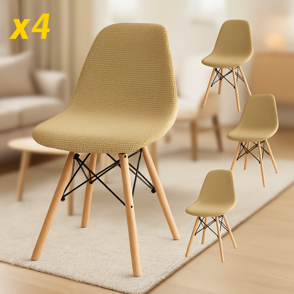 Housses de chaise en velours Jacquard extensibles lavables (lot de 4)