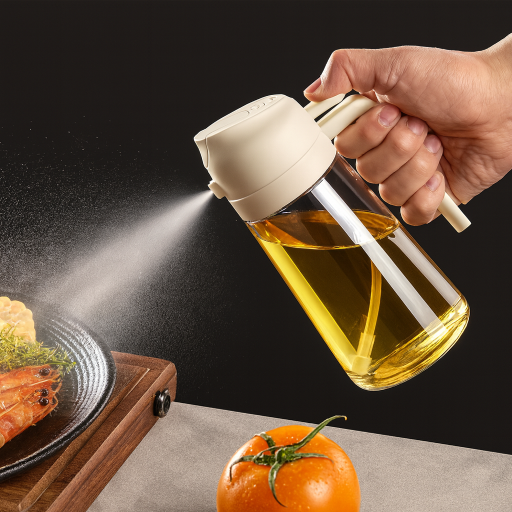 Vaporisateur d’huile d’olive 2 en 1 | Spray et verseur pratique pour cuisson, salade et barbecue