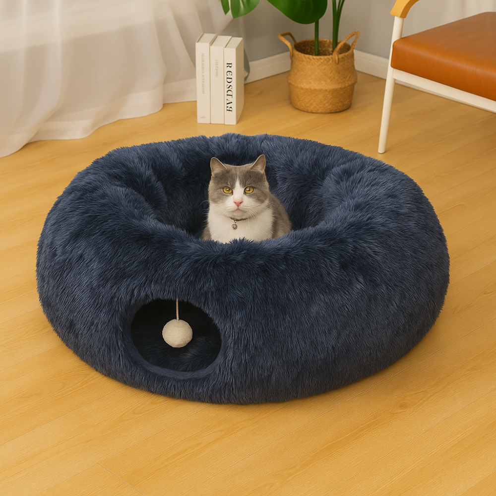 Tunnel pliable en peluche chaud pour chats et petits animaux