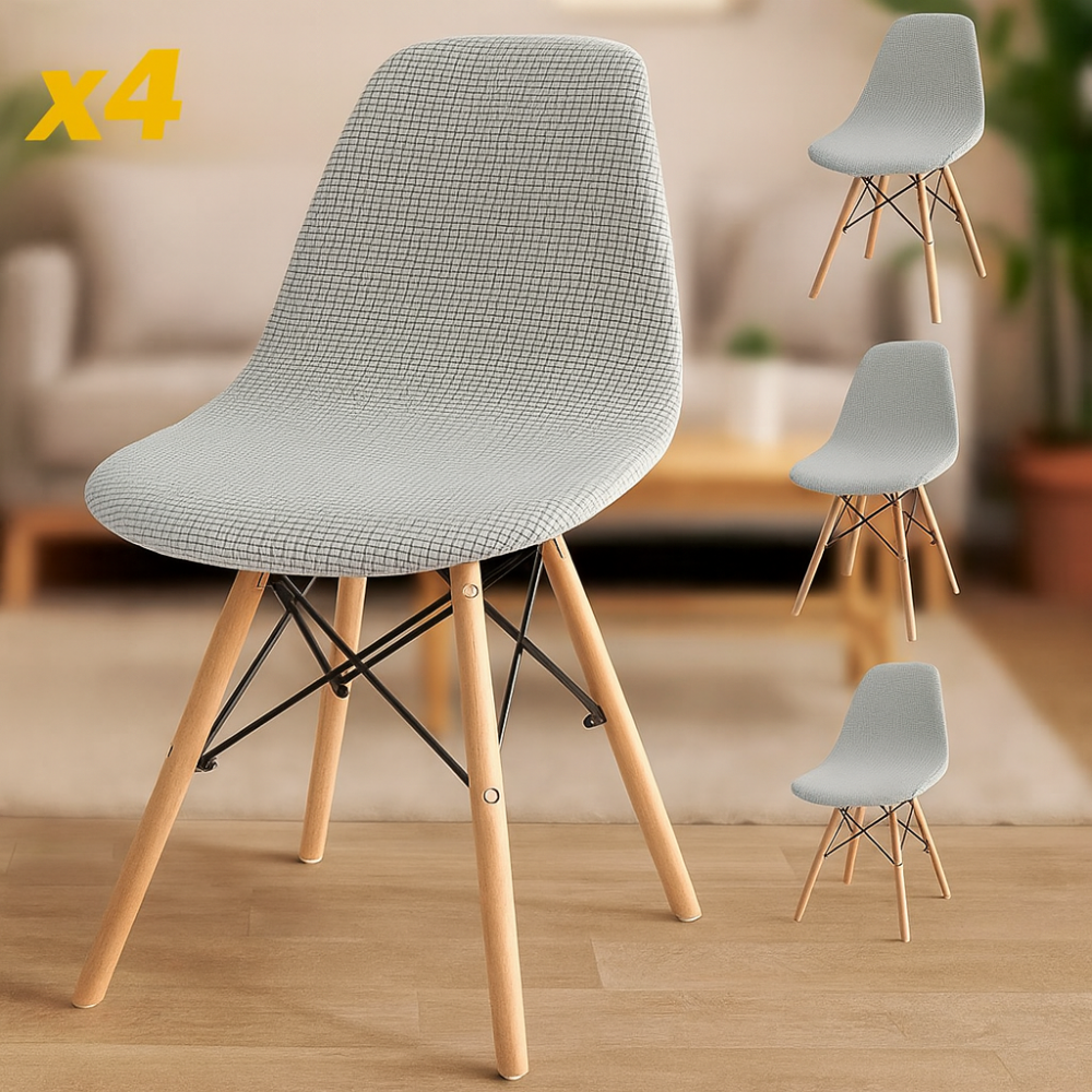 Housses de chaise en velours Jacquard extensibles lavables (lot de 4)