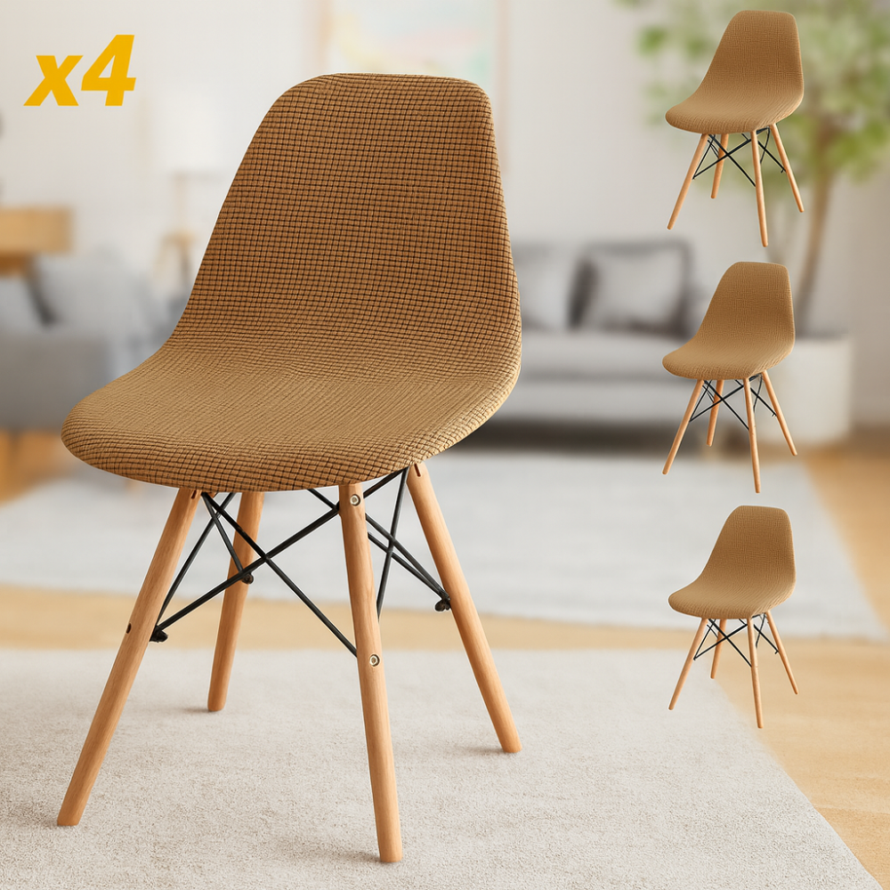 Housses de chaise en velours Jacquard extensibles lavables (lot de 4)