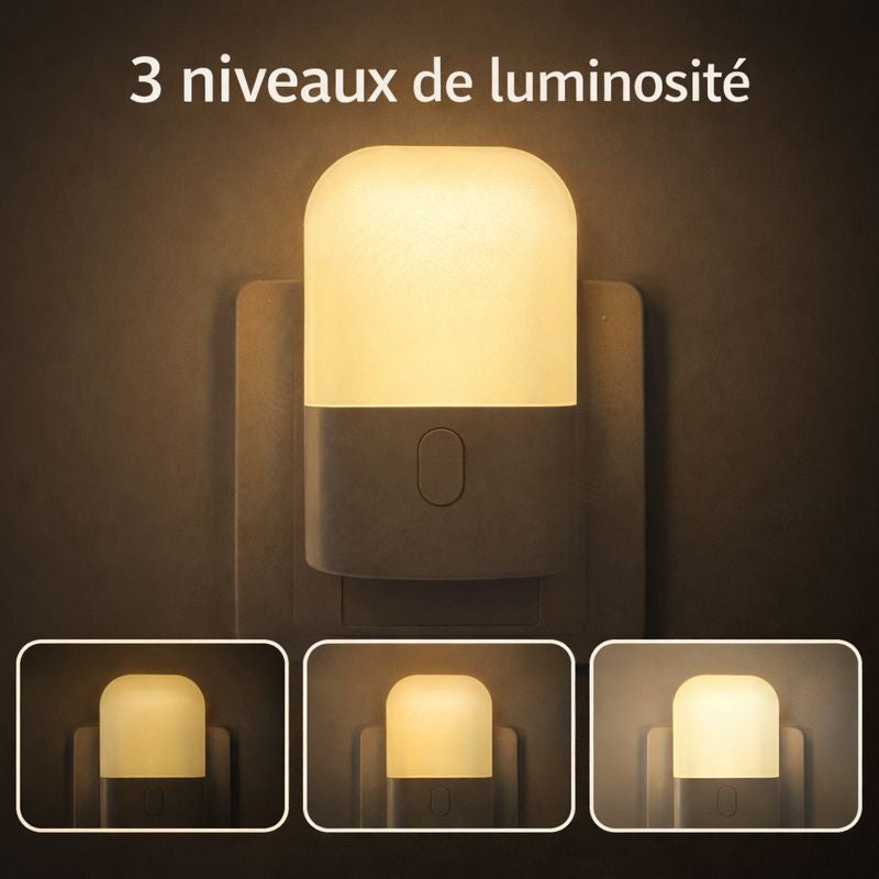 Veilleuse LED avec capteur de lumière – Intensité réglable, éclairage automatique, basse consommation