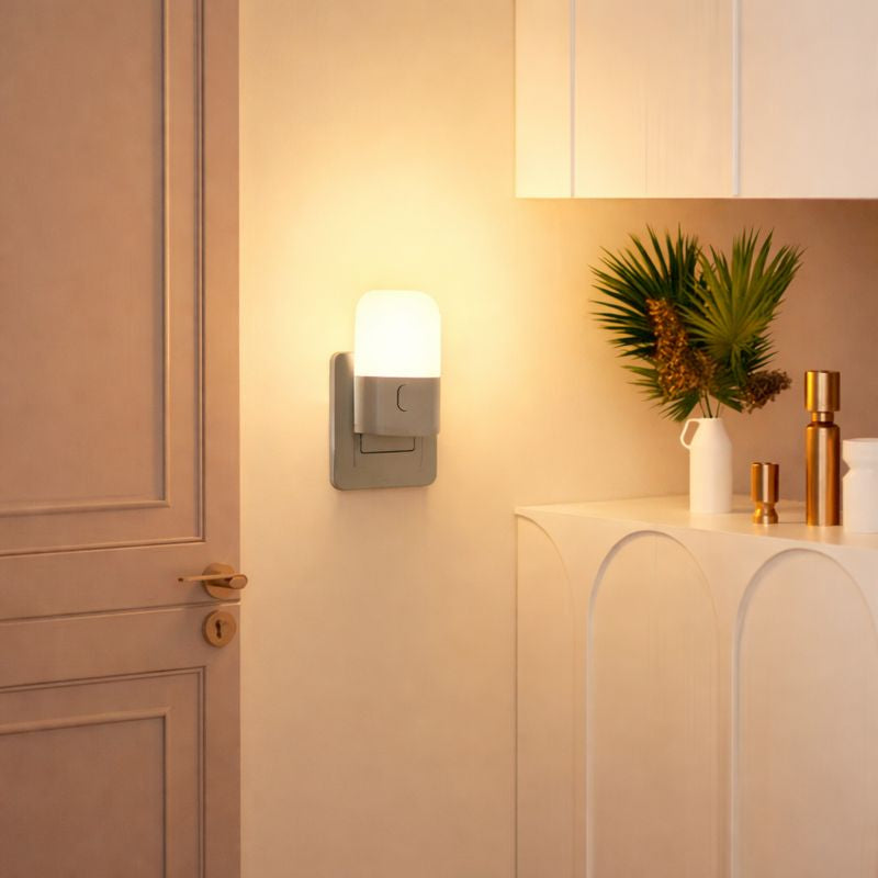 Veilleuse LED avec capteur de lumière – Intensité réglable, éclairage automatique, basse consommation