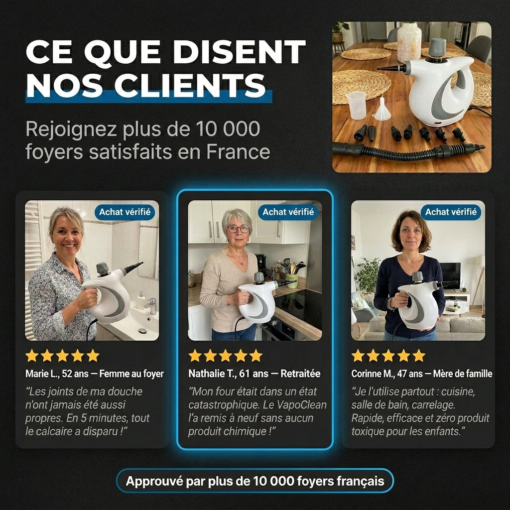 VapoClean™ | Nettoyeur à Vapeur Électrique Haute Pression | Multi-Usages Sans Produits Chimiques