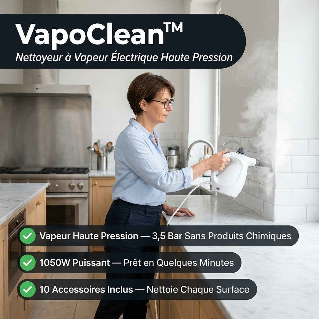 VapoClean™ | Nettoyeur à Vapeur Électrique Haute Pression | Multi-Usages Sans Produits Chimiques