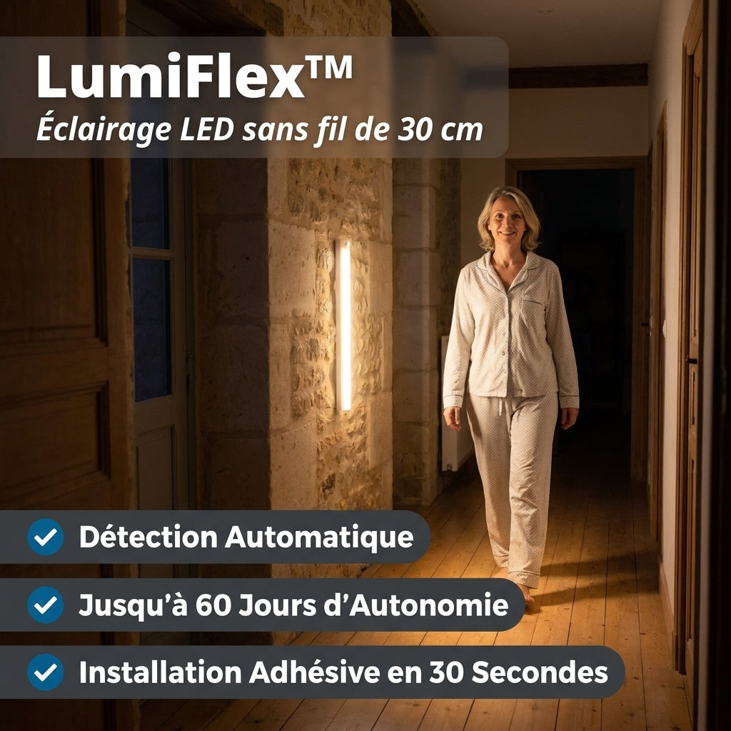LumiFlex – Éclairage LED 30cm sans fil avec détecteur de mouvement intégré