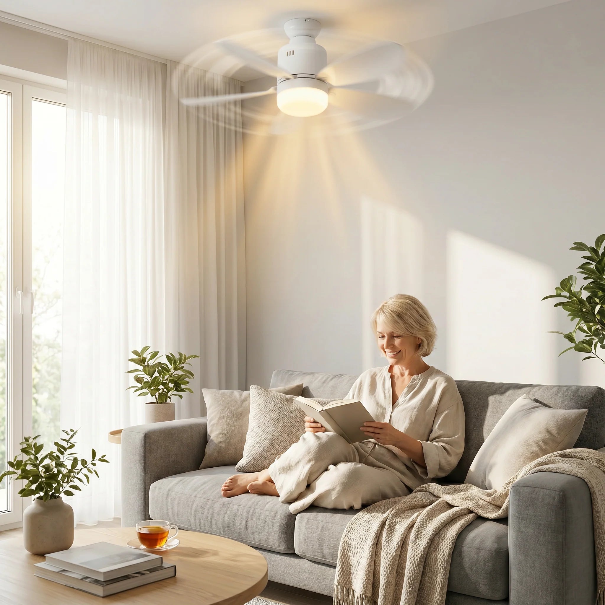 V10 Pro | Ventilateur de Plafond avec LED Silencieux & Connecté | Ventilateur Plafonnier 5 Pales avec Télécommande