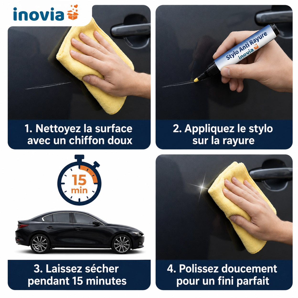 Rayure'Fix PRO | Efface Rayures Profondes Carrosserie | Compatible Toutes Couleurs